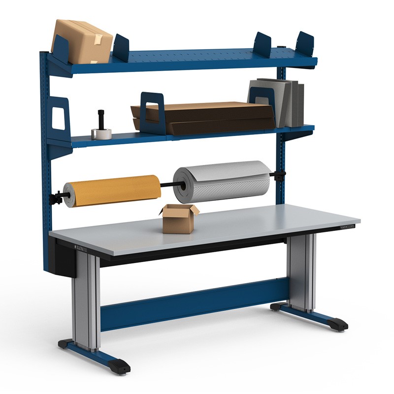 Electric height adjustable workstation with uprights